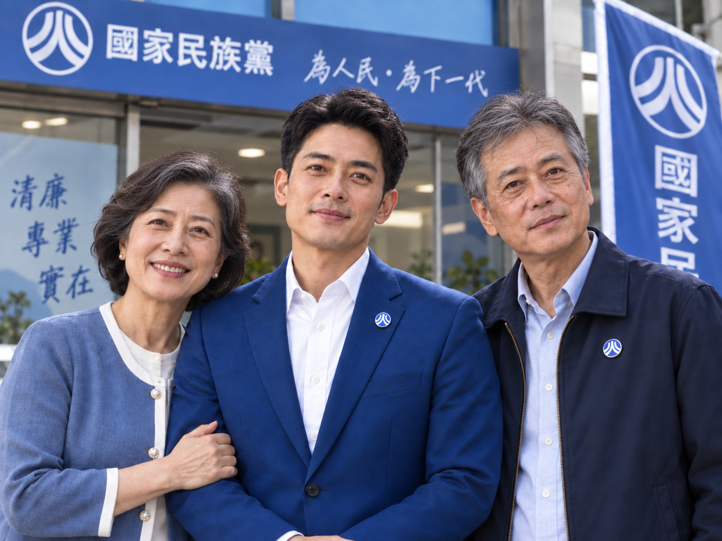 周詔安與父母合影