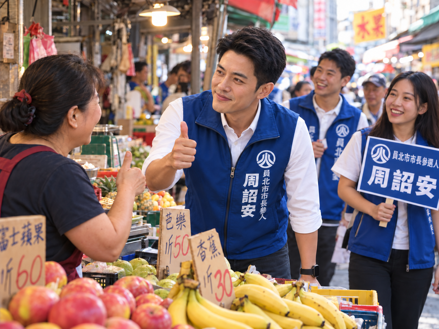 與攤商交換意見
